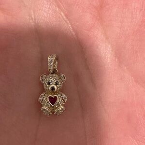 Solid Gold 10k Teddy Bear Pendant with Red Heart